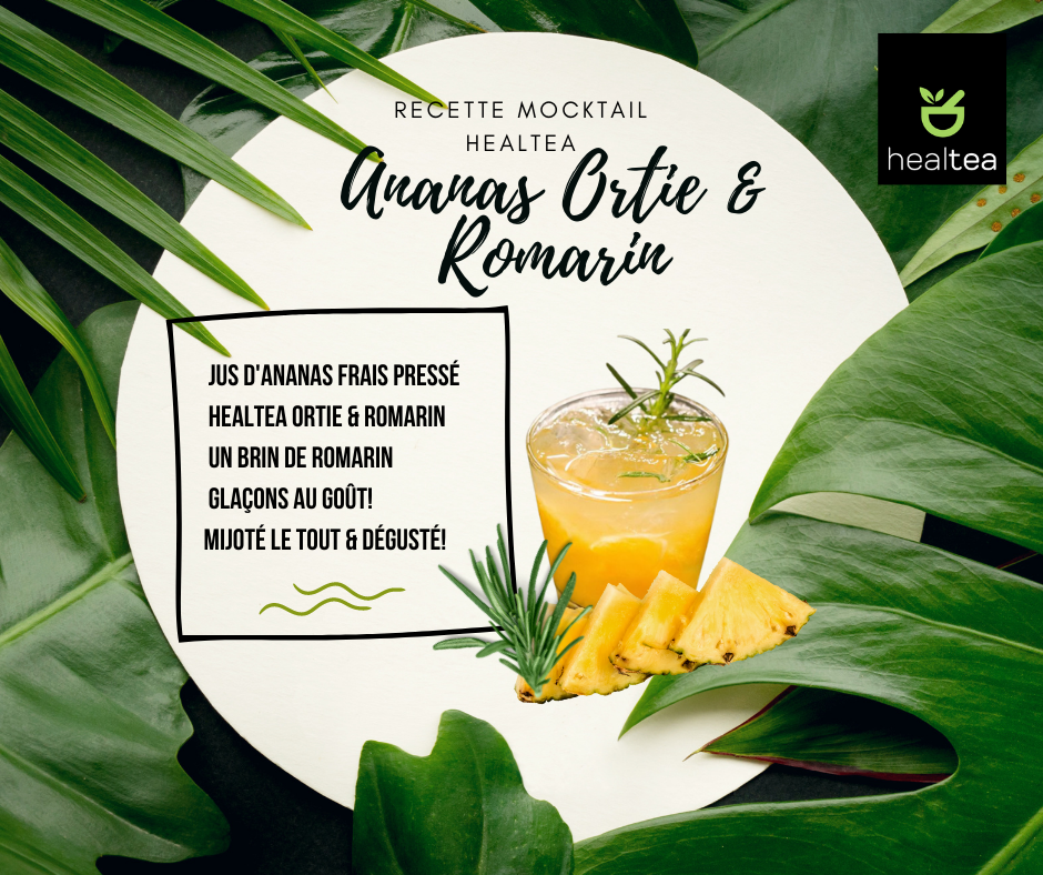 Recette Mocktail sans-alcool Ortie, Romarin, Ananas